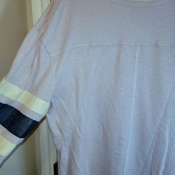 We The Free People Game Time Henley Top Long Sleeve Large Lavender Arm Stripes - Picture 11 of 14